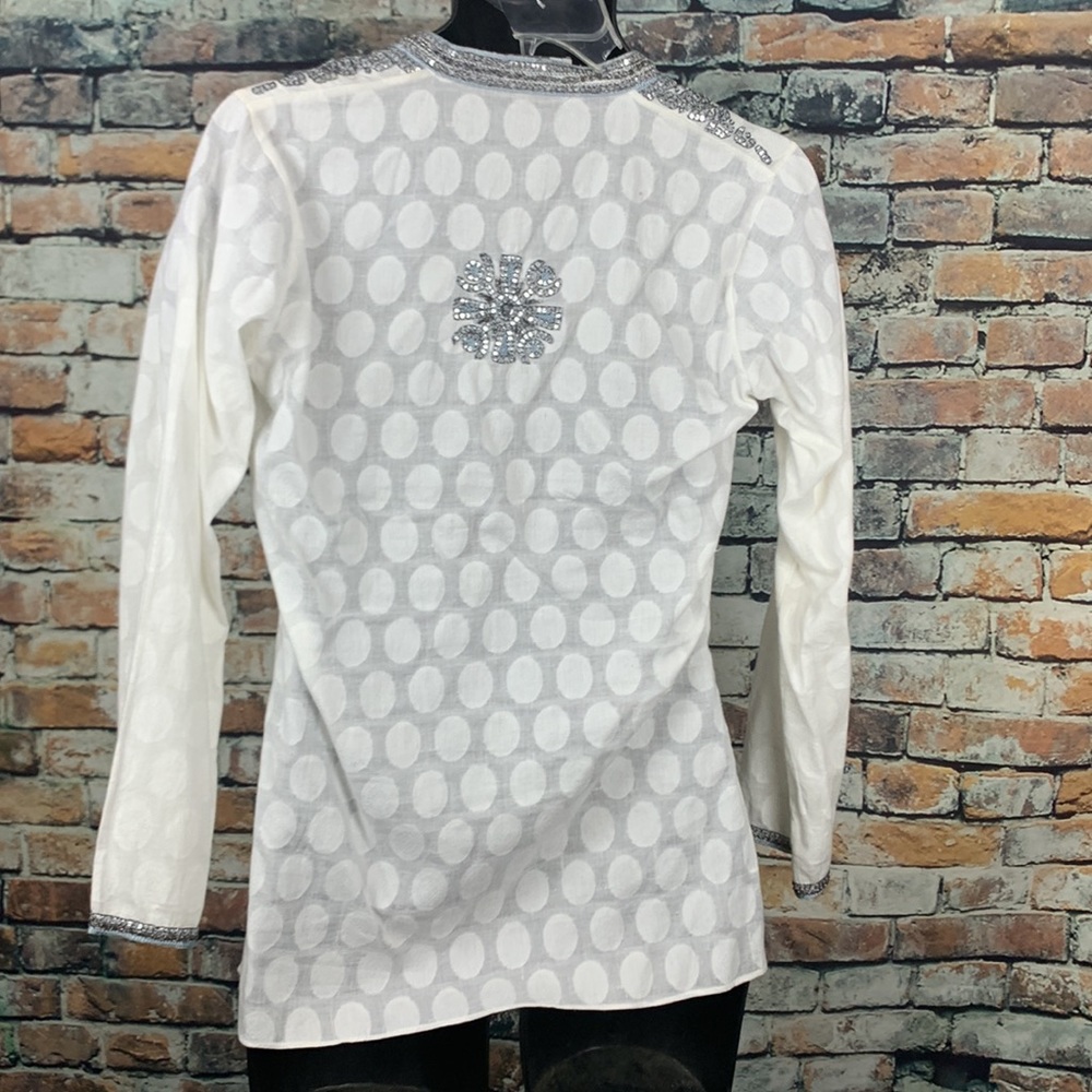 Bella Tu white sheer blouse Sz S - Picture 2 of 7